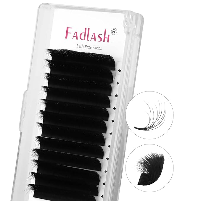 FADLASH Fluffy Easy Fan Lash Extension 3D Effect Rapid Volume Three Layers Easy Fan 2D~10D Eyelash Extensions Automatic Blooming Easy Fan Lashes D Curl (0.05D 9-13mm Mixed)