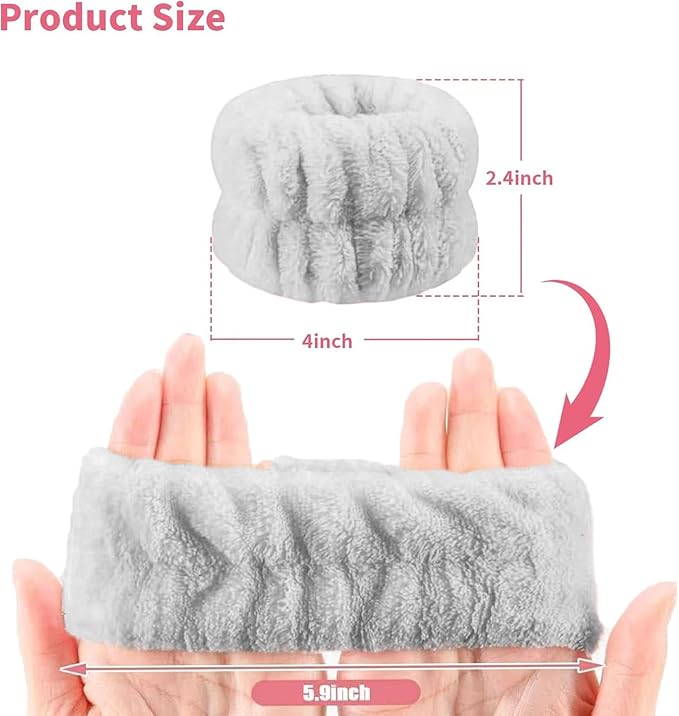 Amsomyin 12Pcs Microfiber Wrist Bands for Washing Face, Spa Face Wash Wristbands, Elastic and Highly Absorben, Not Easy to Get The Cuffs of Your Clothes Wet.