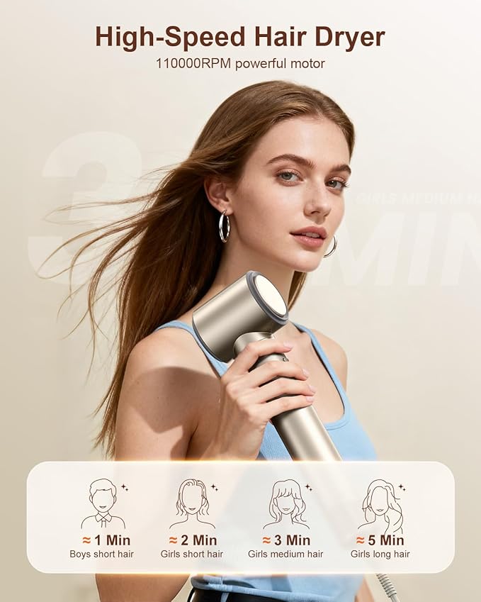 Tqcir 5-in-1 Professional Hair Dryer Brush, Powerful Multi-Styler with Auto-Wrap Curlers, Fast Drying Curling Straightening Volumizing Without Heat Damage, Storage Case Best Gift for Girl/Women