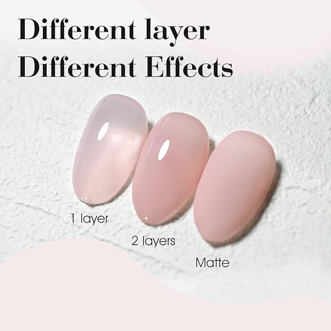 CANNI Jelly Nude Pink Gel Nail Polish, 1Pcs Sheer Clear Pink Gel Polish Translucent Milky Color High Gloss Soak Off U V Nail Manicure Salon DIY