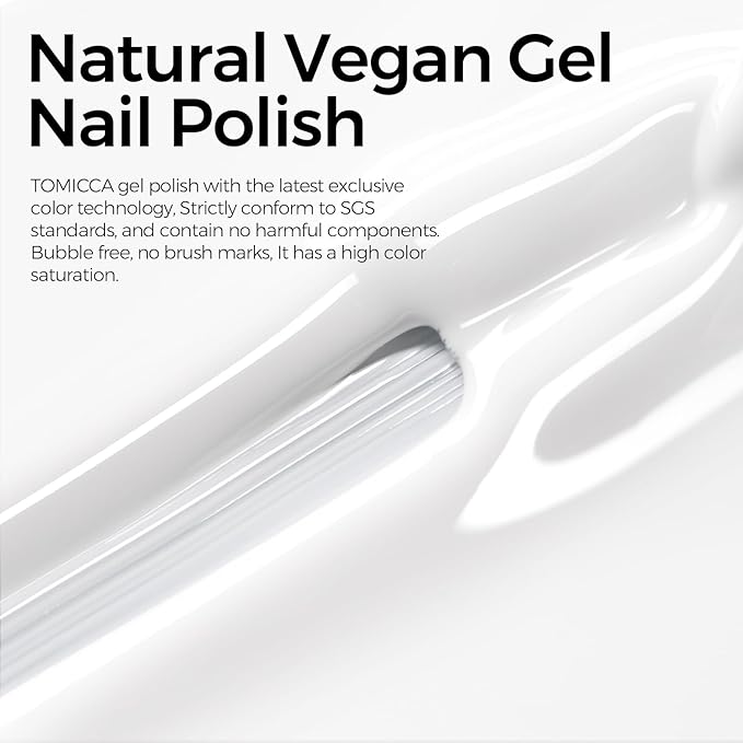 TOMICCA White Gel Nail Polish, 15ml White Gel Polish, Soak Off UV LED Soft Pale Color High Gloss Colors Long Lasting French Nail Art Manicure Salon DIY Design