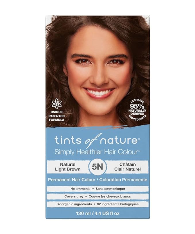 Tints of Nature 5N Natural Light Brown Permanent Hair Dye, Nourishes Hair & Covers Greys, Ammonia-Free, 4.4 fl oz