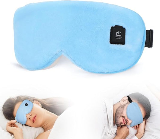 Heated Eye Mask for Dry Eyes, Stye Relief and Improved Sleep - Cordless Rechargeable Warm Compress with Graphene Heating, 3 Temp Settings, Auto Shut-Off, Washable Sleep Mask for Travel