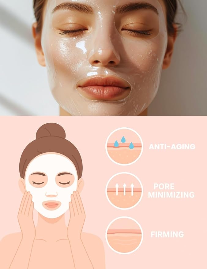 AUREOLA GALÓR Bio-Collagen Sheet Mask (4 Pack), Hydrating & Firming Face Mask, Korean Skin Care Collagen Mask for Dry & Aging Skin, Winter Hydration for All Skin Types