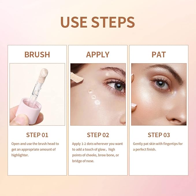 Liquid Highlighter Makeup Face Highlighters & Luminizers, Highlighters Makeup for Long Lasting Shimmer Natural Glow, Body Highlighter Easy to Apply with Cushion Applicator (#1 Moonlight)