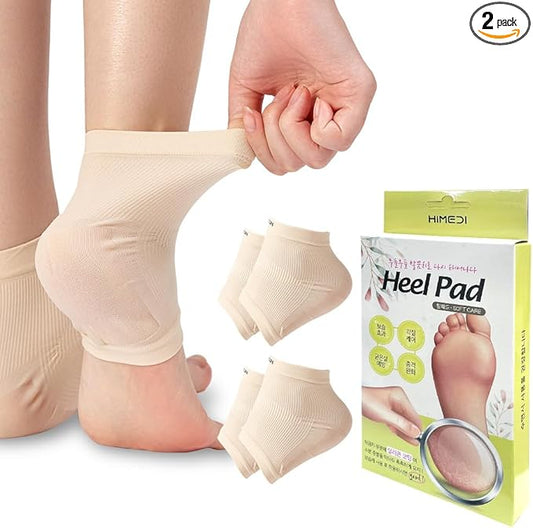 Himedi Moisturizing Heel Socks for Cracked Heels 2 Pairs (4 Socks) – Sillicon Gel Heel Socks for Dry Feet, Overnight Foot Care - for Women’s US Size 5–8 Only