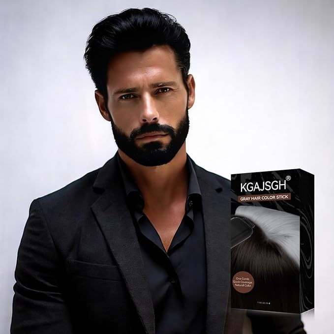 KGAJSGH Gray Hair Color Stick, Portable Touch-Up Pen, Hair Color Comb For Men & Women, Instant Coverage for White Hair & Beard, Quick-Dry & Non-Fading