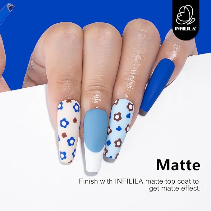 NXJ INFILILA Blue Gel Nail Polish, 15ML One-Stroke Coloring Royal Blue UV LED Gel Polish High Gloss, Hema Free Color Gift for Nail Art Design Manicure Salon DIY Salon SQ214