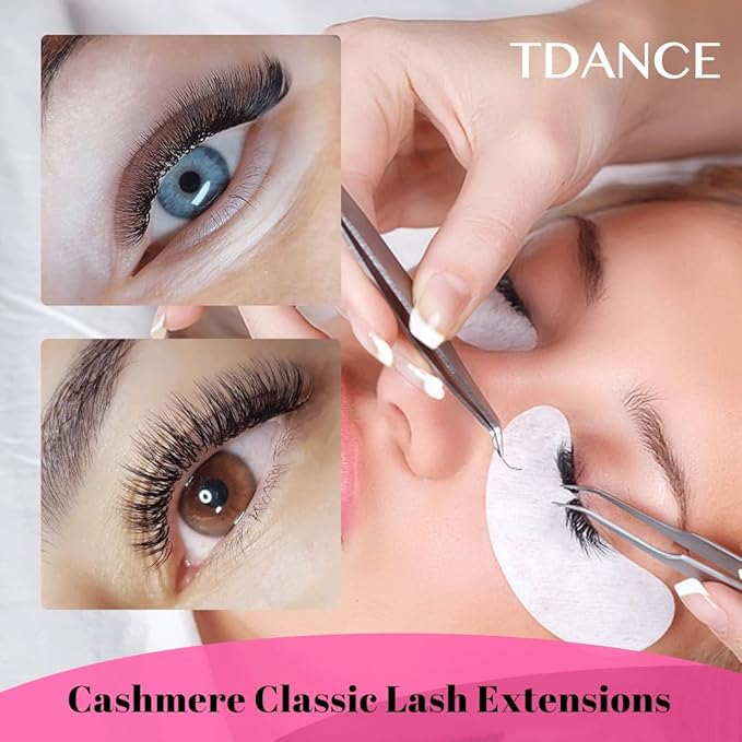 TDANCE Cashmere Lash Extensions Super Matte Black Volume Lash Extension C CC D DD B J L Curl 0.03-0.2mm Thickness Classic Lash Extensions Eyelash Extensions Professional Salon Use(0.03-DD,15mm)