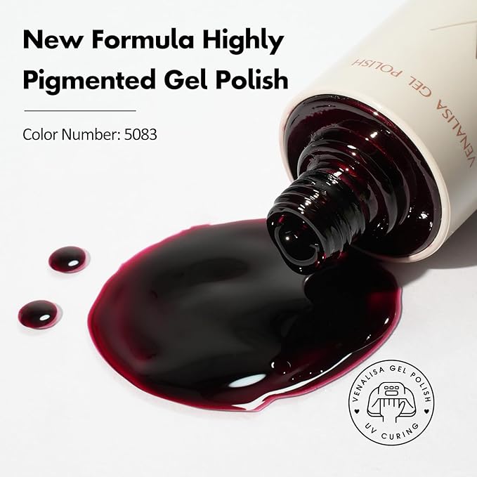 VENALISA Jelly Red Gel Nail Polish, 1 Pcs Burgundy Dark Red Gel Polish Transparent Sheer Color High Gloss Soak Off U V Nail Manicure Salon and DIY at Home Gifts for Women