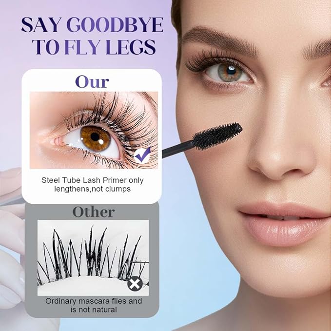 Iron Wand Mascara, 2026 New Tubular Eyelash Primer, 3D WaterproofLong Curling Mascara, Natural And Non-Smudged Eyelash Primer (Black*3)