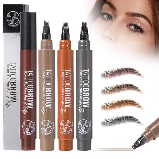 2026 Upgraded Magic Eyebrow Contouring Pencil, 3D Waterproof Microblading Eyebrow Pencils for Women, 4 Tipped Precise Medium Fine Brown Black Eye Brow Pen for Natural Makeup Eyebrow (4 PCS)