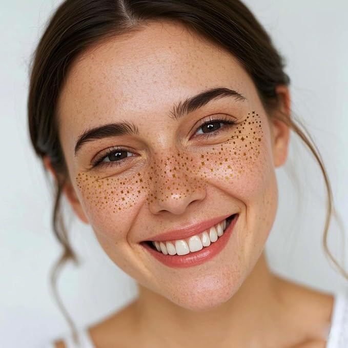 Fake Freckles Face Tattoo Star Glitter Freckles Sparkle Makeup Patches Face Glitter Speckles Patches for Women