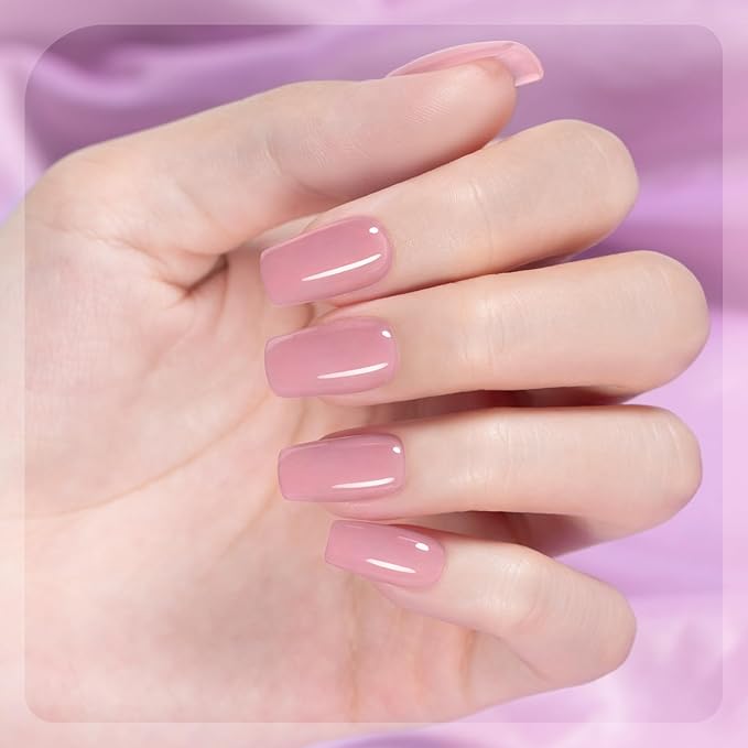 RARJSM Nude Jelly Gel Nail Polish Nude Berry Pink Neutral Skin Tone Sheer Gel Polish 1PC 15ml Single Bottle Cream Transparent Pink Nail Gel Polish Soak off UV LED Cured for Home Salon DIY Manicure