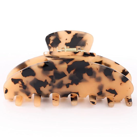 Big Hair Claw Clips for Thick Hair, Tortoise Shell Nonslip Large Hair Clips, Celluloid Butterfly Jaw Clips, Strong Hold for Women (Leopard Print)