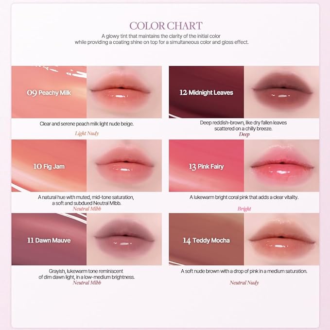 Heart Percent Dote On Mood One Way Glowy Tint, Glass-like High Shine Glossy Finish w/Long-Lasting Luminous Color Lip Stain for Glowy Look, #04. Pink Babe