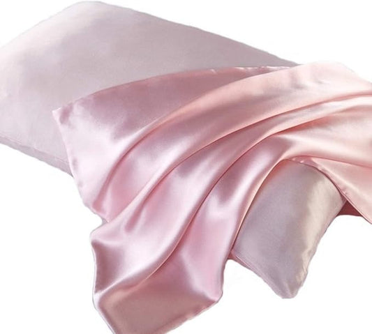 Mulberry Silk Pillowcases Set of 2, Hypoallergenic Satin Pillow Covers for Hair and Skin, with Hidden Zipper, Both Side 100% 19 Momme Silk (Pink,Standard)