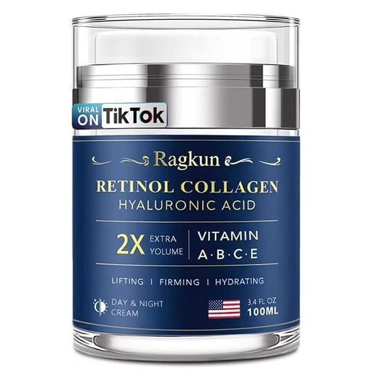 Ragkun Retinol Cream for Face, Collagen Neck Creams for Tightening and Firming, Anti Aging Day & Night Facial Moisturizer for Women & Men, Instant Face Lift Wrinkle Cream 3.4 fl. oz.