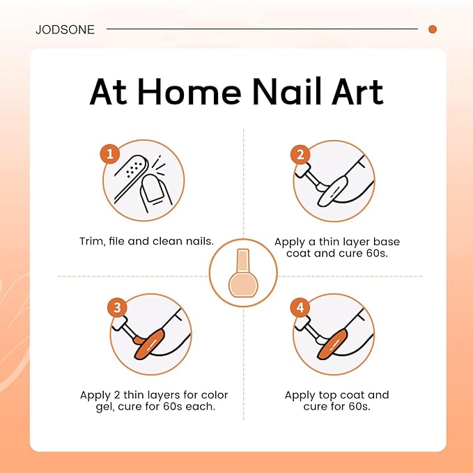JODSONE Pale Orange Gel Nail Polish 10ml Soak Off LED Gel Polish Medium Orange Nail Color Salon Vegan & Cruelty-Free Quality Long-Lasting Need U V Lamp Curing