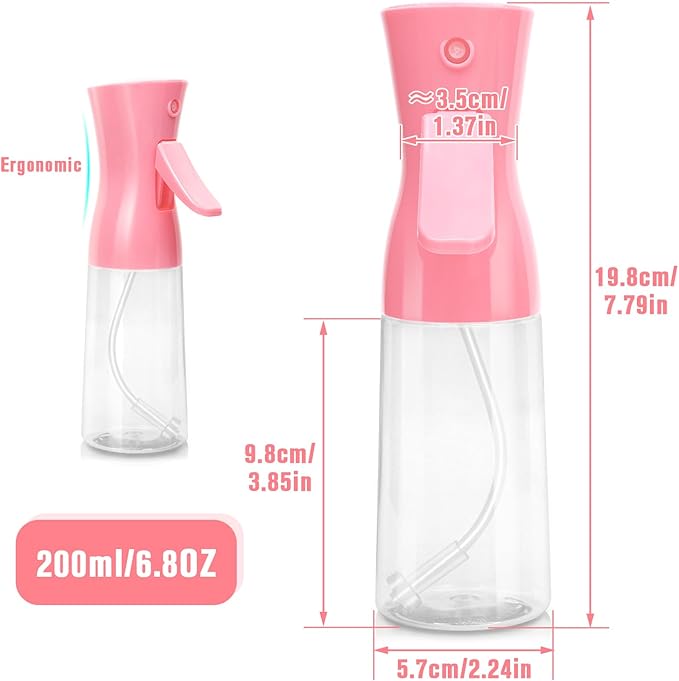 Apidgrowth Spray Bottle,Fine Mist Spray for Hair,Ultra-Fine Continuous Spray Bottle for Skincare,Plant Care,Pet Grooming,Cleaning, Refillable Spray Container,Christmas Gift (1Pcs Light Pink 6.8oz)