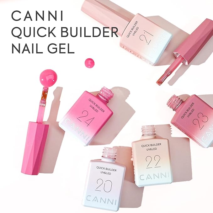 CANNI 6 Pcs 9 Ml Nude Pink Quick Builder Nail Gel Polish Set- Jelly Pink Builder for Nails Strengthener Gel Thickening Extension for Beginners DIY Home Salon Manicure