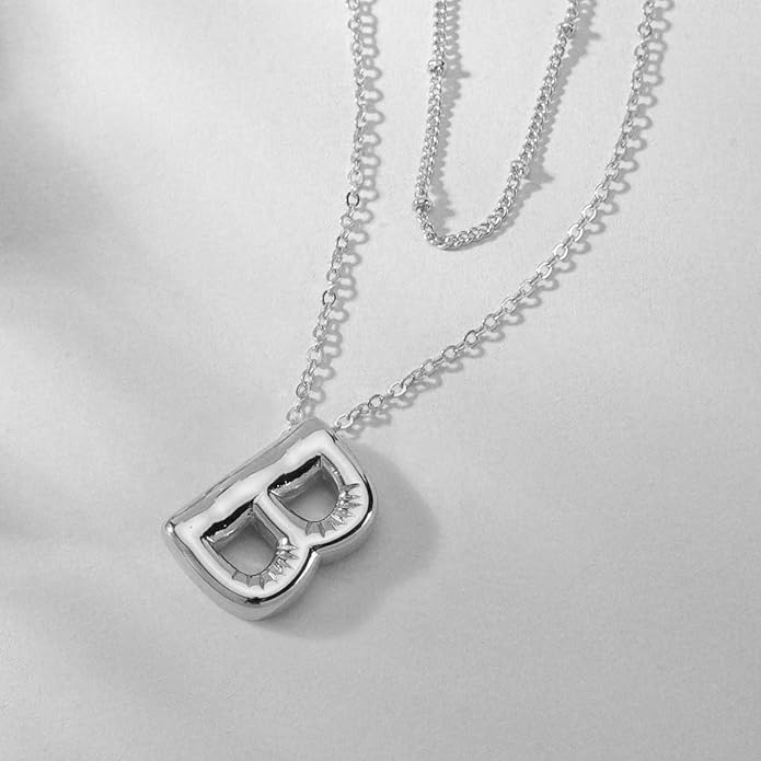 PANSHI Gold Initial Necklaces Gifts for Teen Girls Women Girlfriend Teen Girl Gifts Trendy Stuff Layered Bubble Letter Necklace Gold Jewelry Birthday Gift