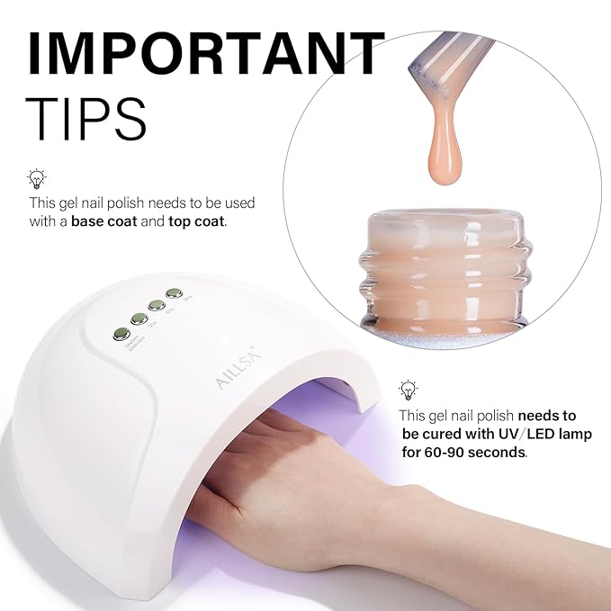AILLSA Nude Gel Polish Natural Color Jelly Gel Nail Polish Light Milky Translucent Soak Off U V Gel Polish Neutral Nail Gel Polish for French Manicure Nail Art DIY at Home 0.51 Oz GB53
