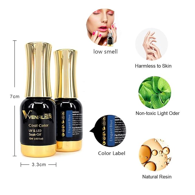 VENALISA Gel Nail Polish, 12ml Pure White Color Soak Off UV LED Nail Gel Polish Nail Art Starter Manicure Salon DIY at Home, 0.43 OZ