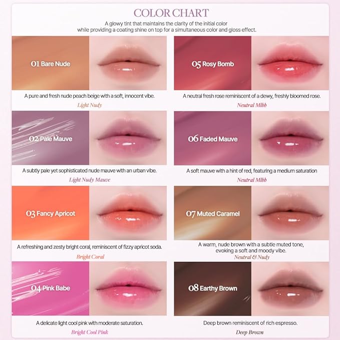Heart Percent Dote On Mood One Way Glowy Tint, Glass-like High Shine Glossy Finish w/Long-Lasting Luminous Color Lip Stain for Glowy Look, #03. Fancy Apricot
