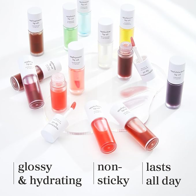 NOONI Korean Lip Oil - Applefig | Long-Lasting, Moisturizing, Plumping, Revitalizing for Dry Lips, Waterproof, No Peel Off, Hydrating, Stocking Stuffers, Cute Stuff, 0.12 FL Oz