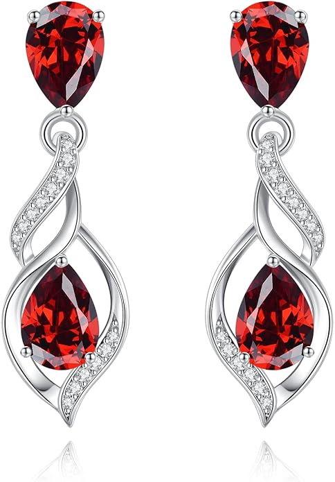 FANCIME Gift for Women Birthstone Earrings for Her Teardrop Birthstone Earrings S925 Sterling Silver infinity Love Birthday Gifts for Mom Women