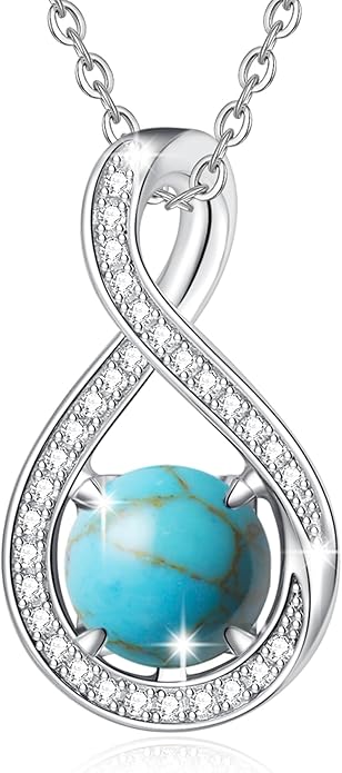 FANCIME Birthstone Necklaces for Women Fine Jewelry Sterling Silver Infinity Pendant Anniversary Birthday Gifts for Her Women Wife Mom Lady Daughter, Chain 16"+2" Extend