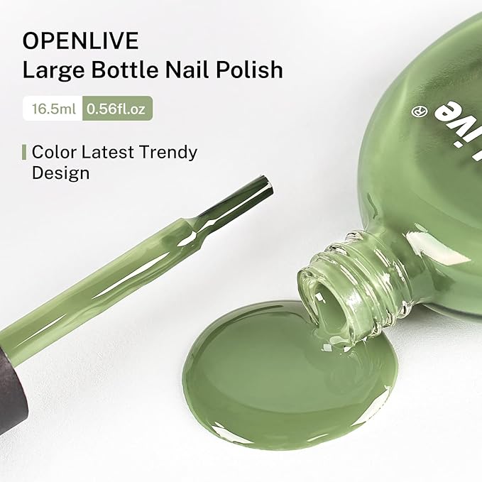 OpenLive 16.5ml Sage Green Nail Polish Large Volume Quick Drying Nail Polish, Fast Drying and Long Lasting Color Nail Art DIY Home Manicure Gift for Women