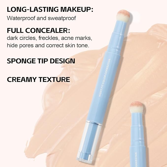 2Pcs Contour Concealer Stick, Full Coverage for Dark Circles,Liquid Multi-Use Faced Concealer,Waterproof Lightweight Natural Makeup