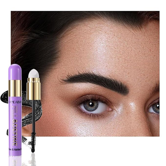 JUAAZIN 3 In 1 Hair Color Concealer Stick - Temporary Gray Hair Cover Up, Root Touch Up Hair Mascara with Precision Applicator, Waterproof Long Lasting for Eyebrows Beard Hairline 08# Black