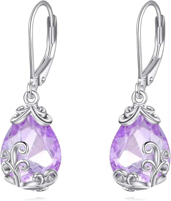 POPLYKE Celtic Filigree Teardrop Drop Dangle Earrings Sterling Silver Leverback Earrings Jewelry for Women