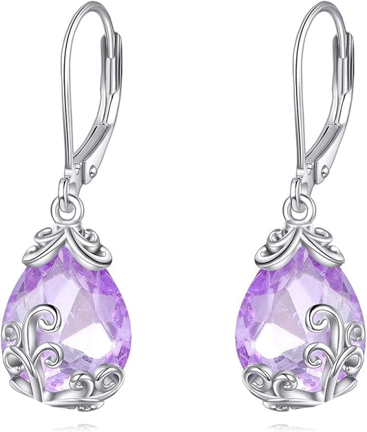 POPLYKE Celtic Filigree Teardrop Drop Dangle Earrings Sterling Silver Leverback Earrings Jewelry for Women