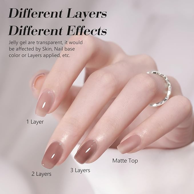 CANNI Sheer Jelly Milky White Gel Nail Polish, 1Pcs Jelly White Gel Polish Sheer Clear Light White Translucent Color Soak Off U V Nail Manicure Salon DIY