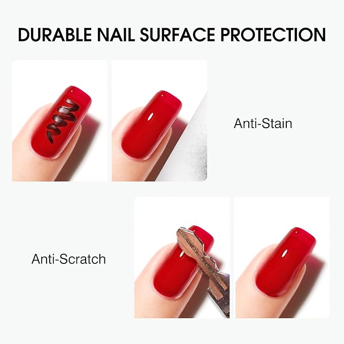 CANNI 2 Pcs No Wipe Gel Top Coat Set- High Gloss Shiny Long Lasting Top Coat Clear Gel Nail Polish Kit, Soak Off Nail Art Home and Professional Manicure