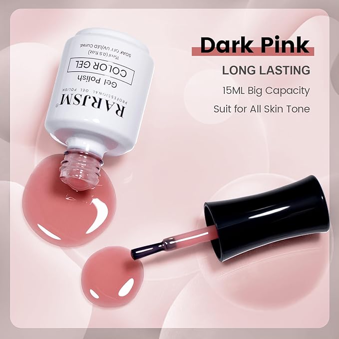RARJSM Nude Gel Nail Polish Dark Pink Neutral Skin Tone Sheer Jelly Gel Polish 1PC 15ml Single Bottle Cream Transparent Pink Nail Gel Polish Soak off UV LED Cured for Home Salon DIY Manicure