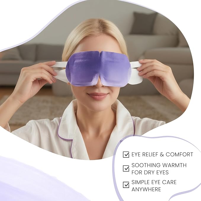 WarmSpark Self Heating Eye Mask Warm Compress for Dry Eyes, Disposable Heated Eye Mask for Fast Relief, Sleep, Spa, Travel Essentials & Relaxation Gifts for Women (30 Count, Lavender)