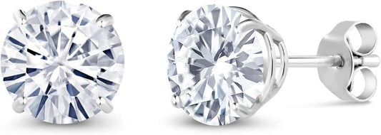 Gem Stone King 2.00 Cttw 14K Gold Moissanite Earrings | 6.5MM Round Stud Earrings | Gold Earrings For Women Men | Fine Jewelry Gifts for Her Mom Women Wife