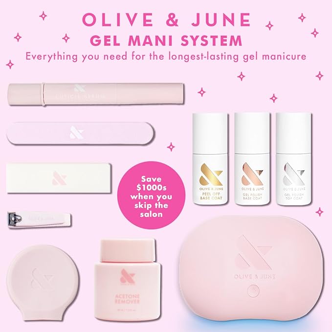 Olive & June Gel Polish | UV LED Nail Lamp Needed | Long Lasting Formula | Up to 21 Days of Wear | No Damage Removal|Salon-Quality Manicure Pedicure at Home|Vegan HEMA-Free Cruelty-Free| BP Icy Blue