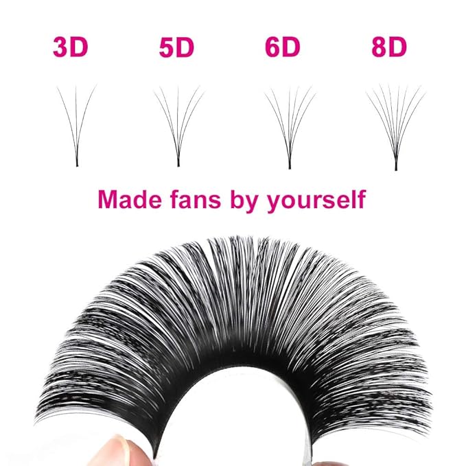 FADLASH Eyelash Volume Extensions 0.07-D Curl 22mm Self-Fanning Lashes Easy Fan Volume Rapid Blooming Lashes