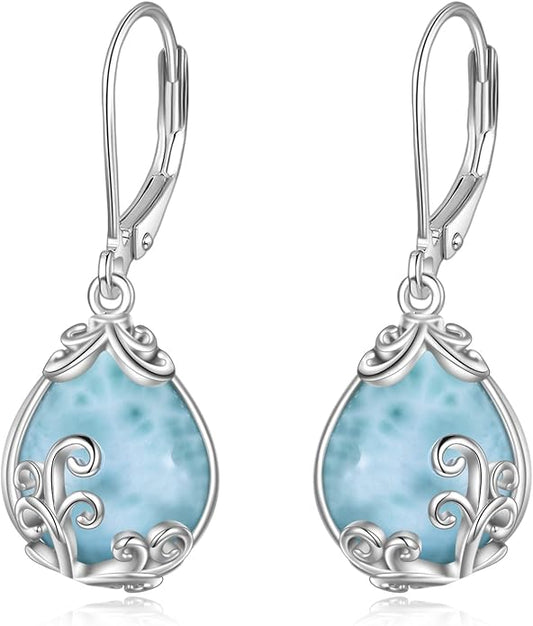 POPLYKE Celtic Filigree Teardrop Drop Dangle Earrings Sterling Silver Leverback Earrings Jewelry for Women