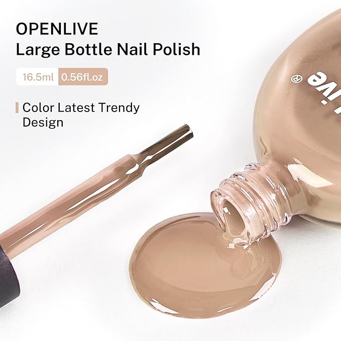 OpenLive 16.5ml Nude Pink Nail Polish Large Volume Quick Drying Light Pink Nail Polish, Fast Drying and Long Lasting Color Nail Art DIY Home Manicure Gift for Women
