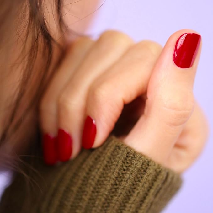 Manucurist Green Nail Polish Red Cherry - Red Nail Polish - 9-Free, Plant-Based and Vegan - Manicure - Made in France - 0.5 fl oz