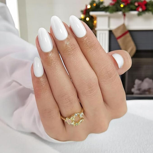 RPNZL Press On Nails - Coconut | Opaque White Medium Almond Nails, Salon Quality | 32 Nails, 16 Sizes Kit with Glue and Adhesive Tabs I Female Founded - Beauty, Self Care