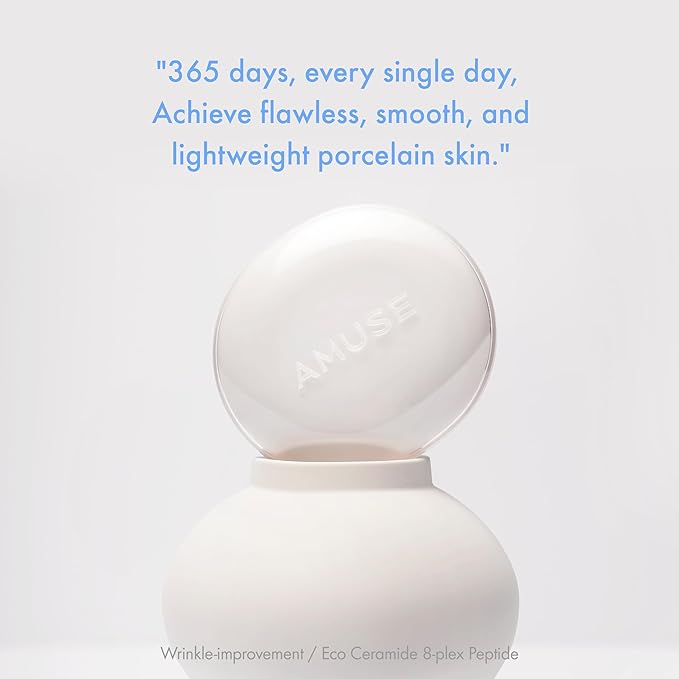 Amuse SEOUL Ceramic Skin Perfector Cushion Foundation (03 HONEY) | Long-lasting, Lightweight, Semi-matte, Flawless Coverage, Hypoallergenic, Vegan, Korean Beauty (15g / 0.52oz.)