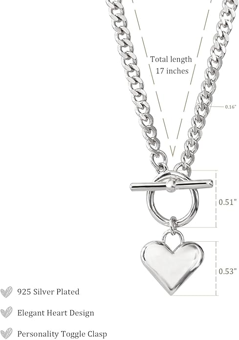 Airmb Cute Heart Necklace for Women Gold/Silver Plated Heart Pendant Choker Necklaces Tendy Love Heart Chain Necklace Dainty Gold/Silver Necklace Jewelry Gifts for Women